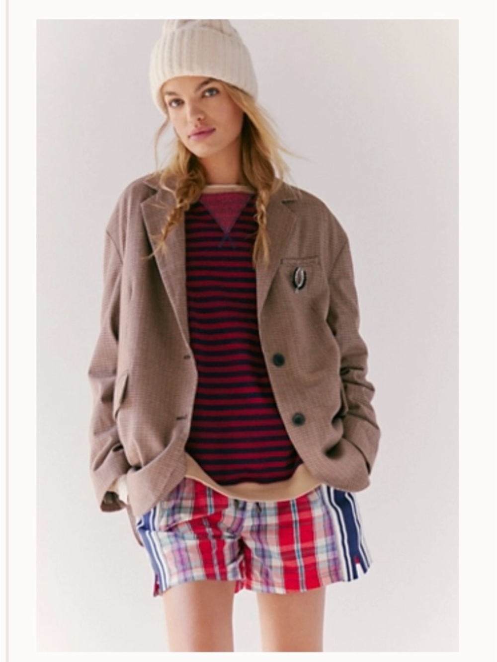 Free People Taupe Oversized Blazer Jacket